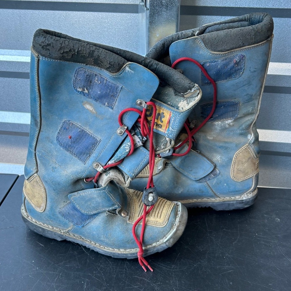 RARE Vintage Hallman USA Dirt‎ Racing Motocross Boots Blue Leather 70s Display